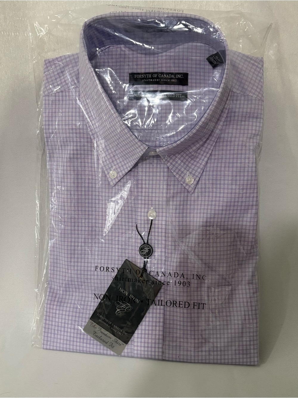 Forsyth of Canada Men's Lavender Check Button-Down Shirt